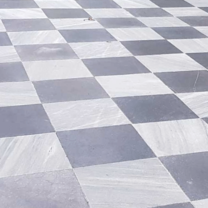 black and white checked marble